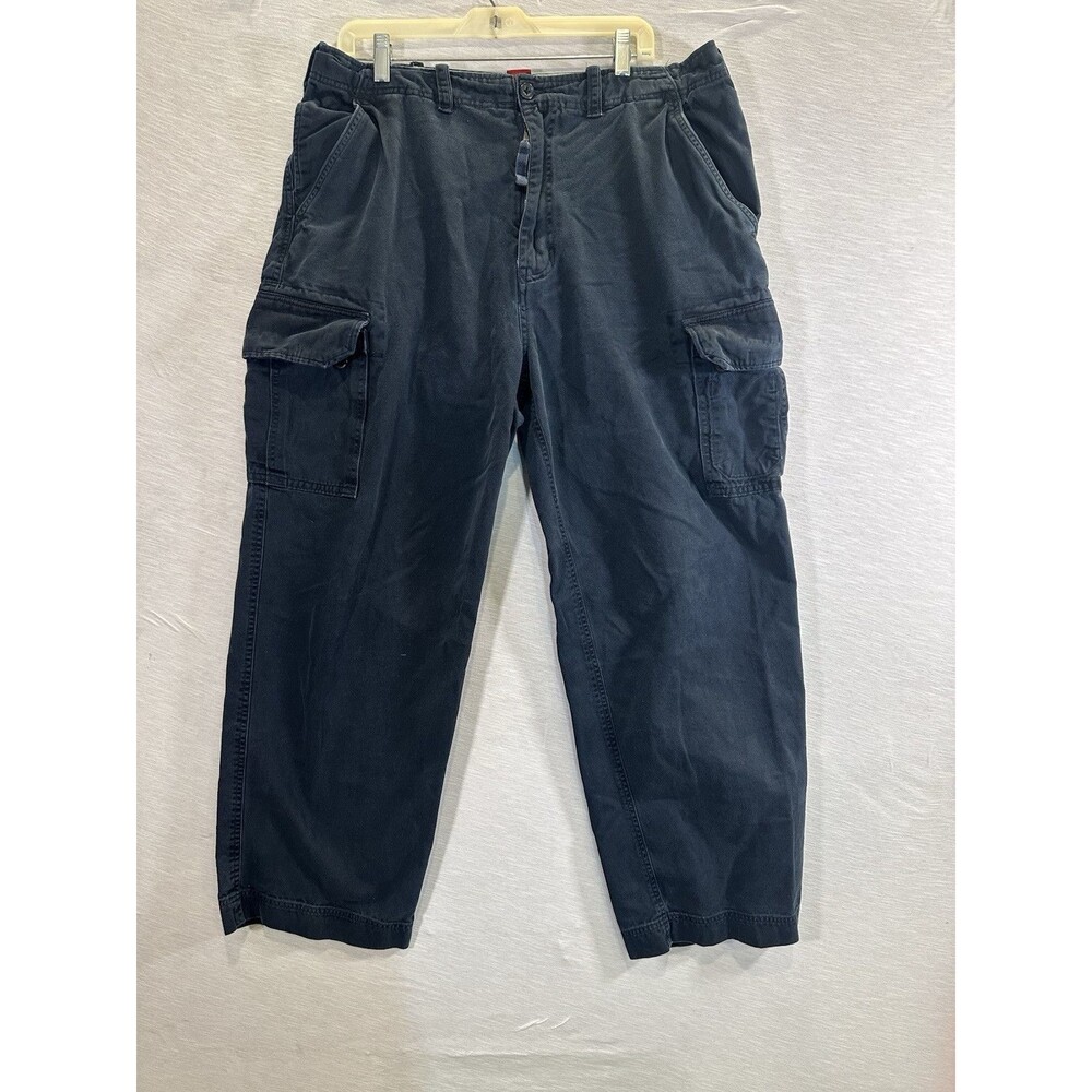 US Expedition Baggy Navy Blue Cargo Canvas Pants 38x32 Y2K